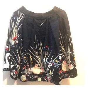 Botanical Print Box Pleated Skirt